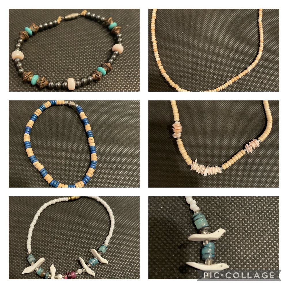 Five (5) Piece Jewelry Bundle - 2 necklaces, 2 anklets, 1 bracelet